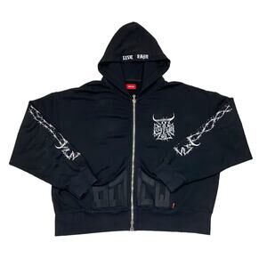 Outlw Live Fast Full Zip Hoodie Men's Large Y2K Streetwear